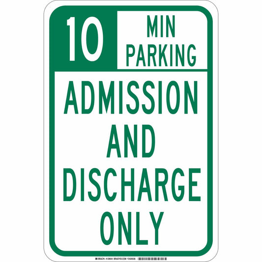 B401 18X12 GRN/WHT 10 MIN PARKING