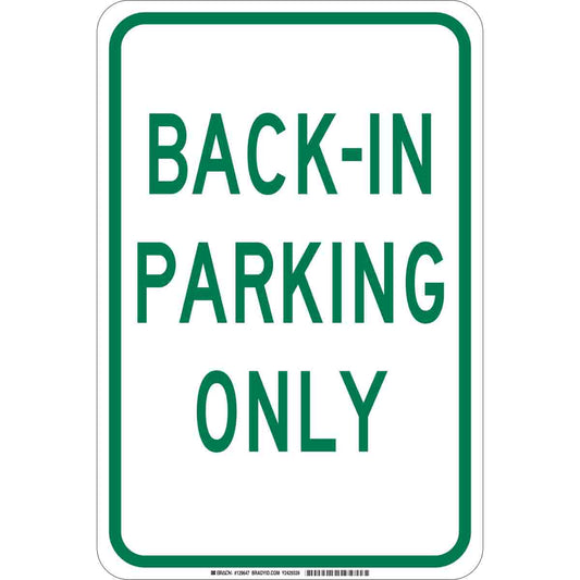 B401 18X12 GRN/WHT BACK-PARKING ONLY