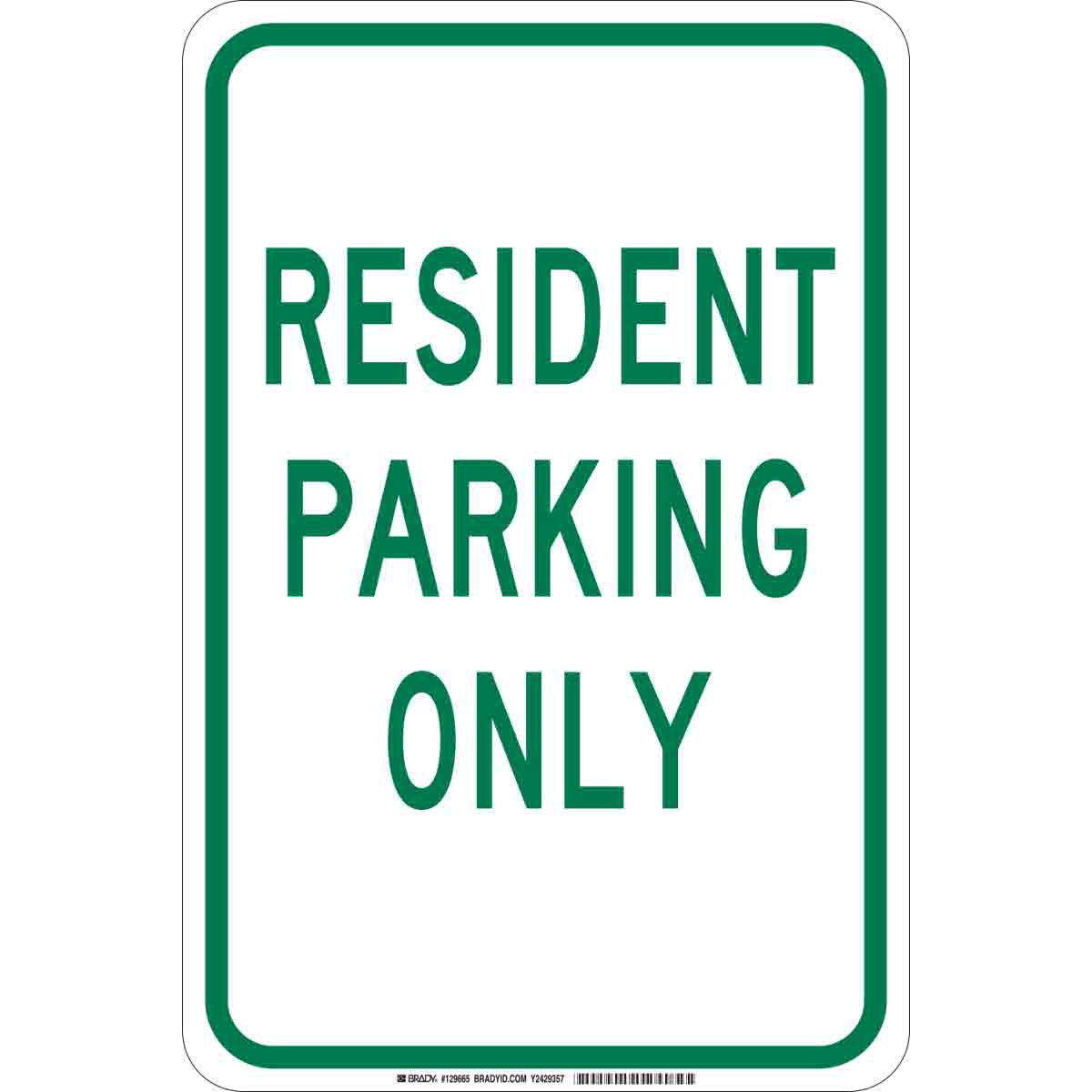 B401 18X12 GRN/WHT RESIDENT PARKING ONLY