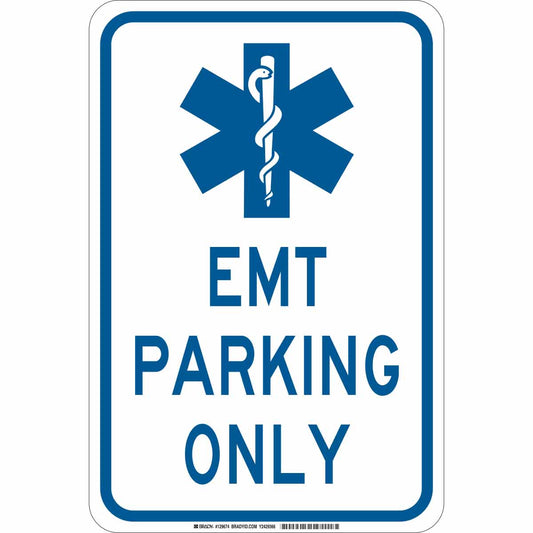 B401 18X12 BLU/WHT EMT PARKING ONLY