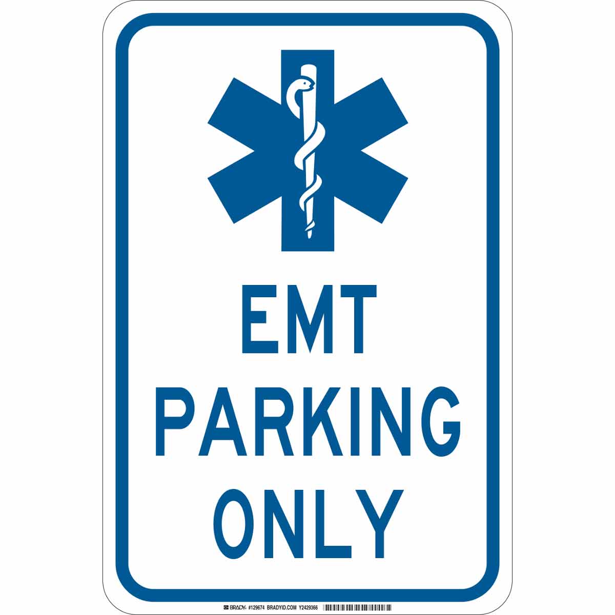 B302 18X12 BLU/WHT EMT PARKING ONLY