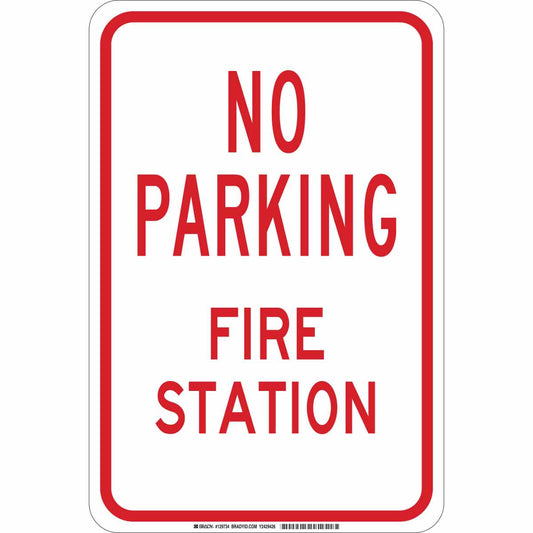 B555 18X12 RED/WHT NO PARKING FIRE