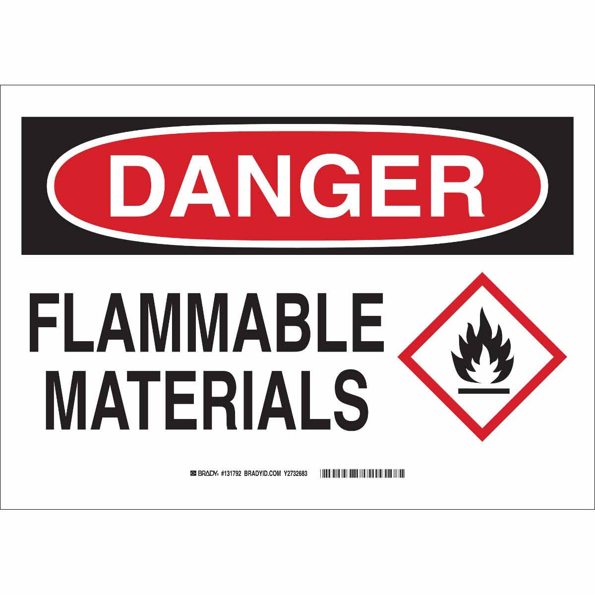 B120,7X10,BLK,RED/WHT,FLAMMABLE MATERIAL