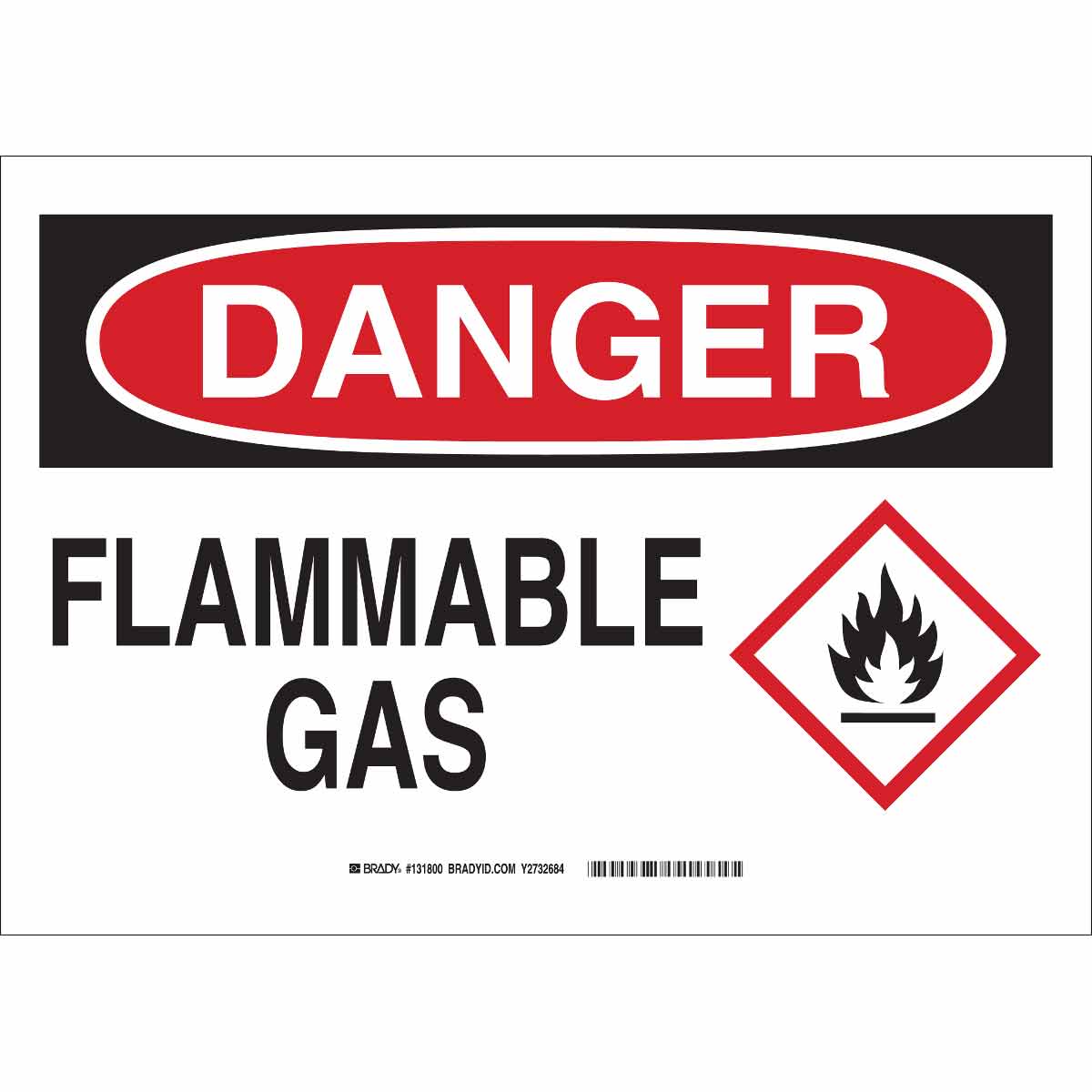 B120,10X14,BLK,RED/WHT,FLAMMABLE GAS