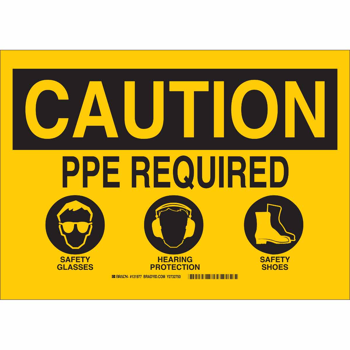 B120,10X14,BLK/YEL,PPE REQUIRED SAFETY