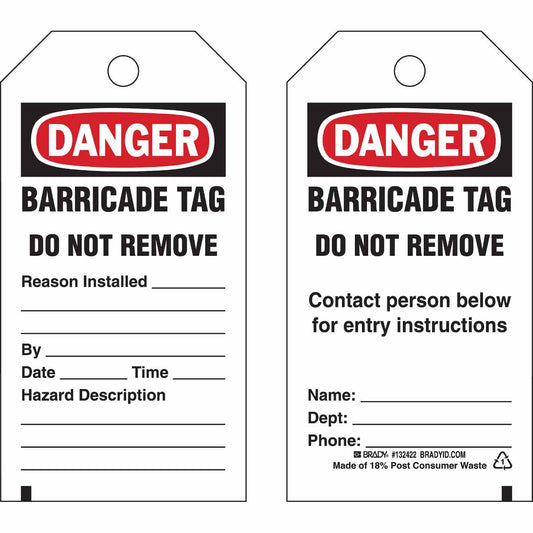 TAG B851 5.75X3 BK,RD/W 25PK BARRICADE