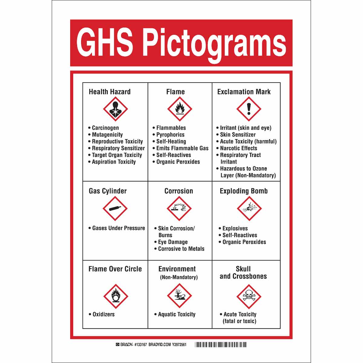 B302 14X10 BLK,RED/WHT GHS PICTOGRAMS