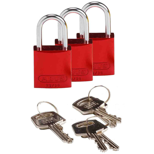 Comp Alum Padlock 1" KA RD 3PK