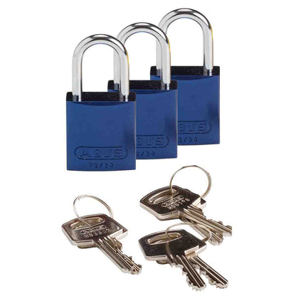 Comp Alum Padlock 1" KA BU 3PK