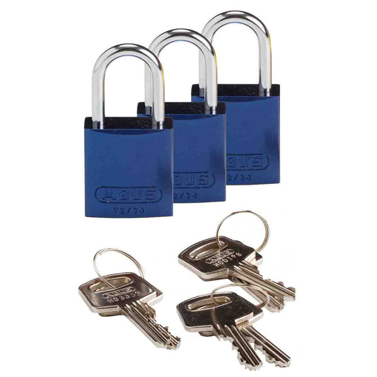 Comp Alum Padlock 1" KA BU 3PK