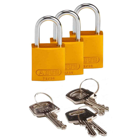 Comp Alum Padlock 1" KA YL 3PK