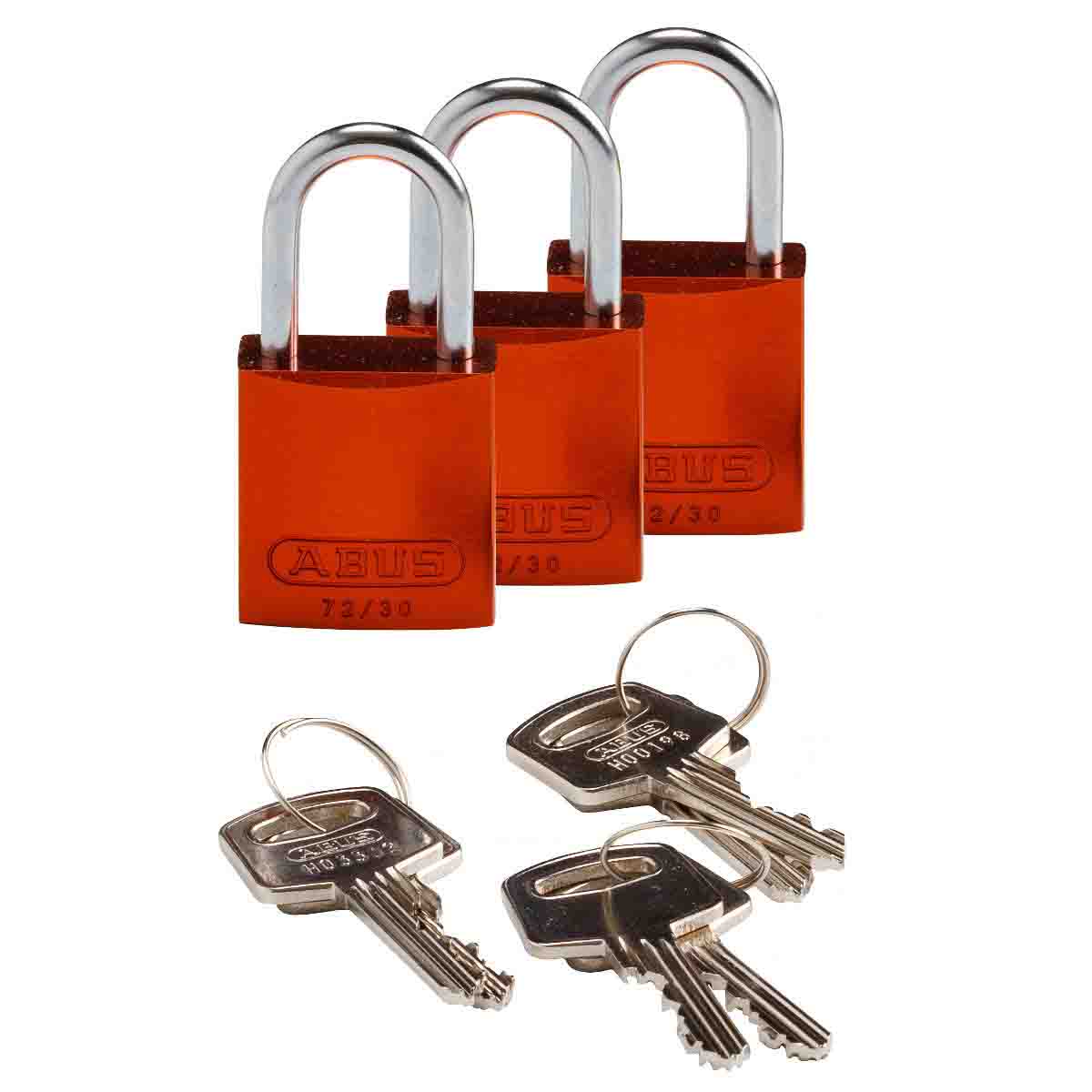 Comp Alum Padlock 1" KA OR 3PK