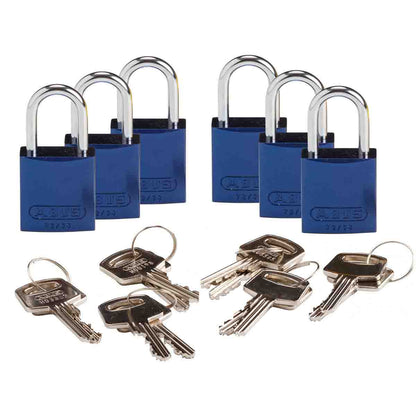 Comp Alum Padlock 1" KA BU 6PK