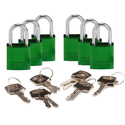 Comp Alum Padlock 1" KD GN 6PK