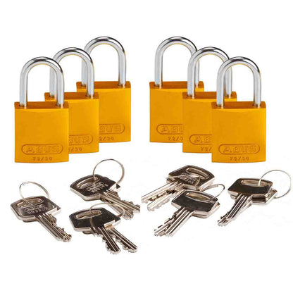 Comp Alum Padlock 1" KD YL 6PK