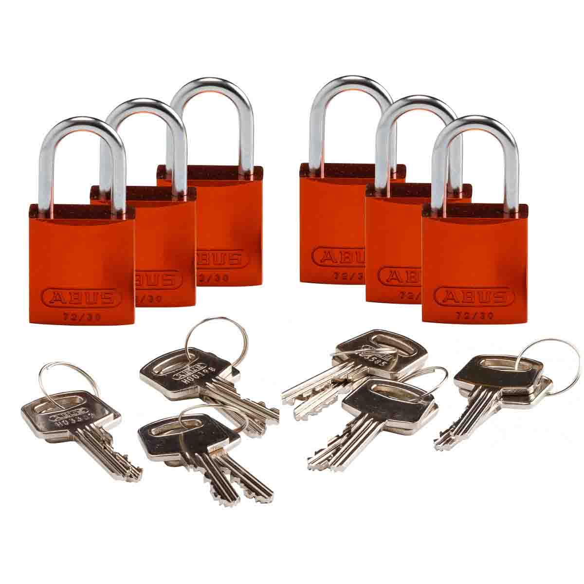 Comp Alum Padlock 1" KD OR 6PK