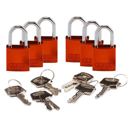 Comp Alum Padlock 1" KA OR 6PK