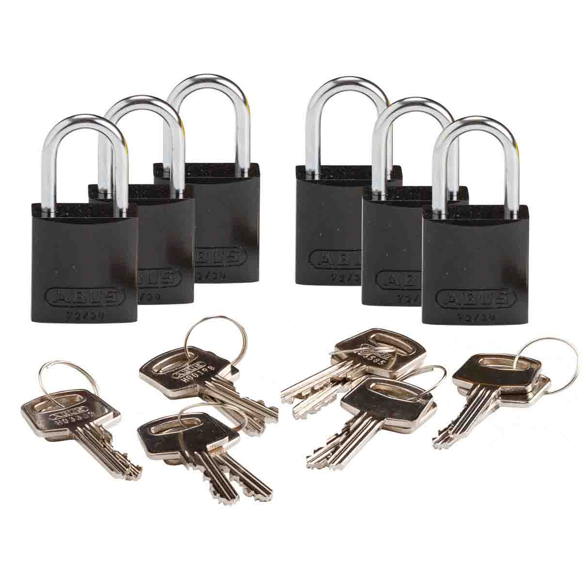 Comp Alum Padlock 1" KD BK 6PK