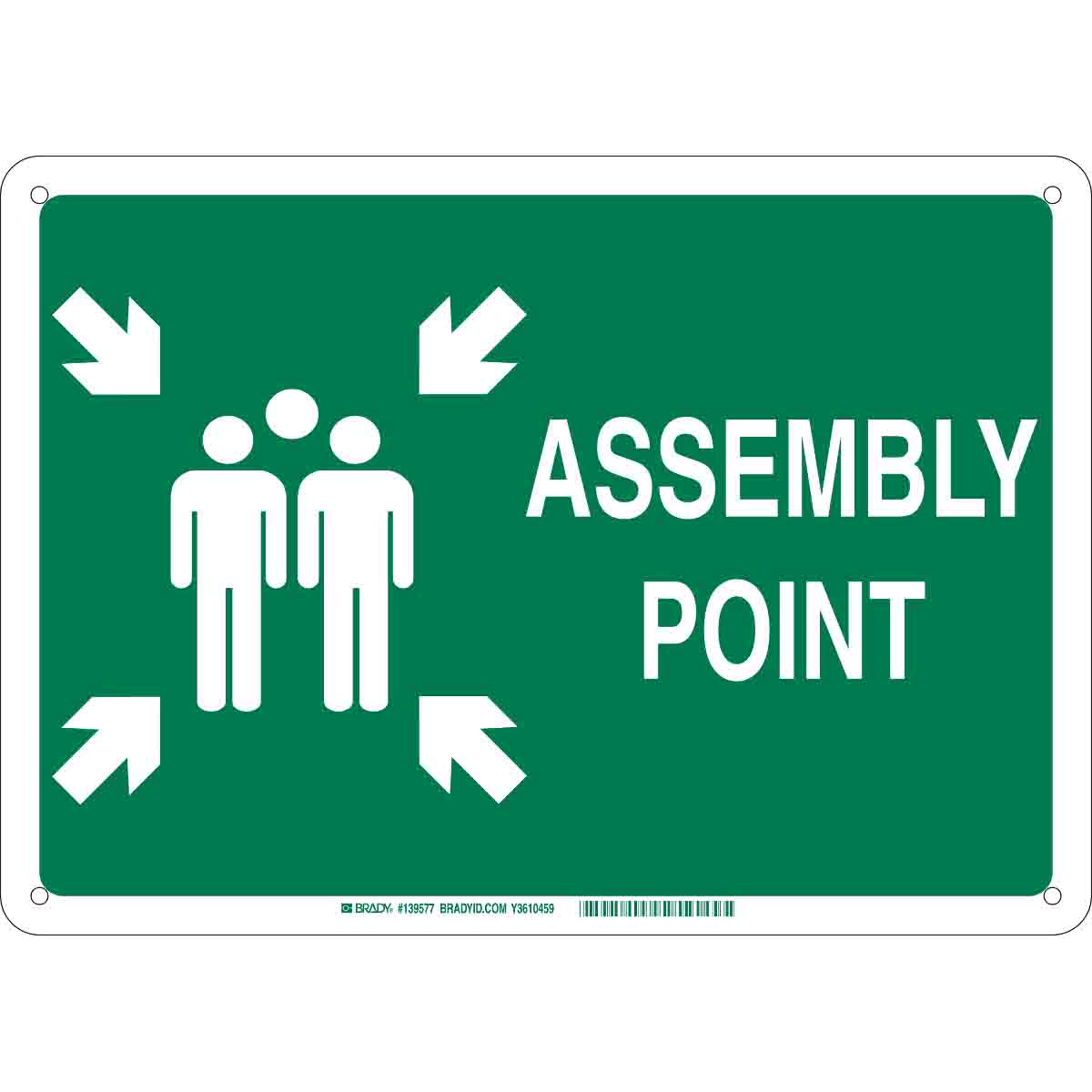 B120 14X20 WHT/GN ASSEMBLY POINT SIGN