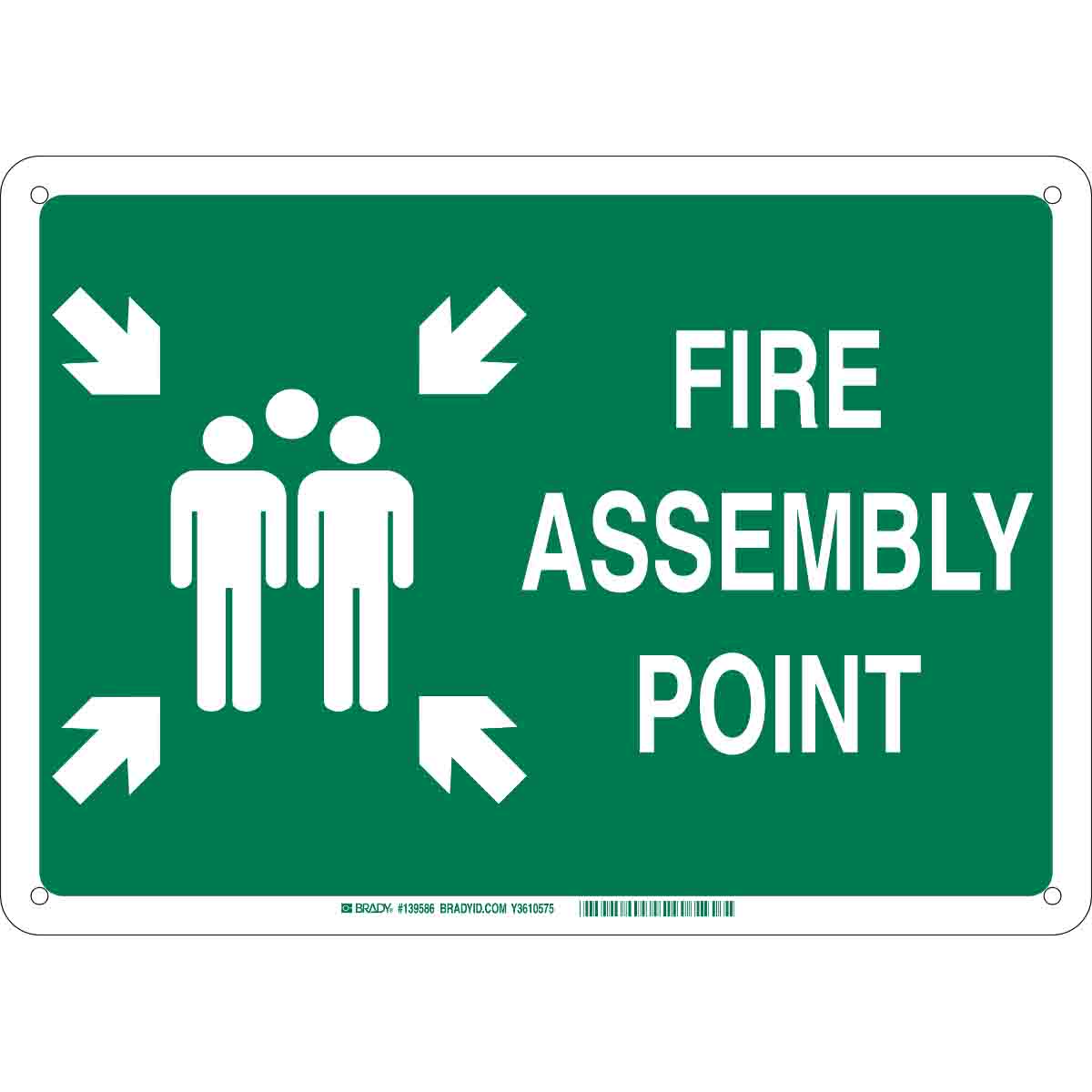 B120 10X14 WHT/GN FIRE ASSEMBLY POINT