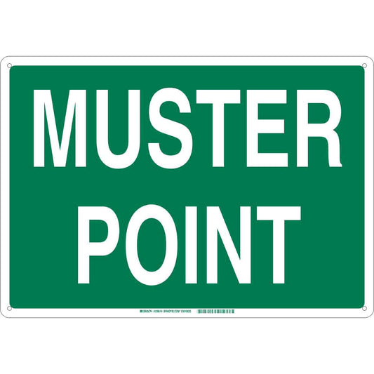 B120 10X14 WHT/GN MUSTER POINT SIGN