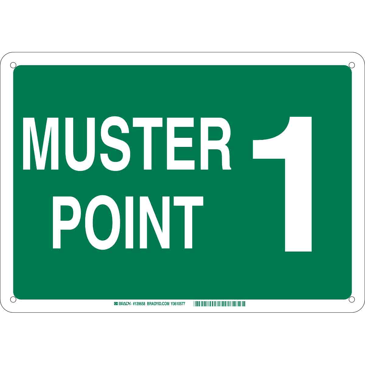 B120 14X20 WHT/GN MUSTER POINT 1 SIGN