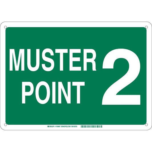 B401 14X20 WHT/GN MUSTER POINT 2 SIGN