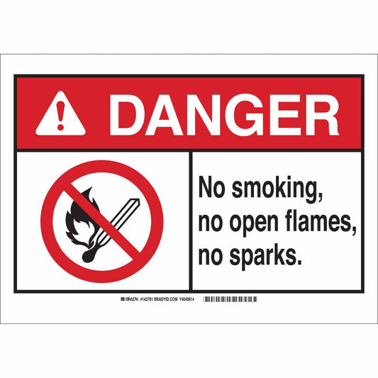 B401 7X10 ANSI RED,BLK/WHT NO OPEN FLAME