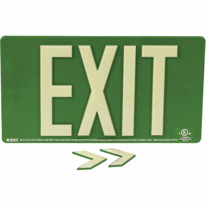 BRADYGLO EXIT SIGN 100' WALL MOUNT GREEN