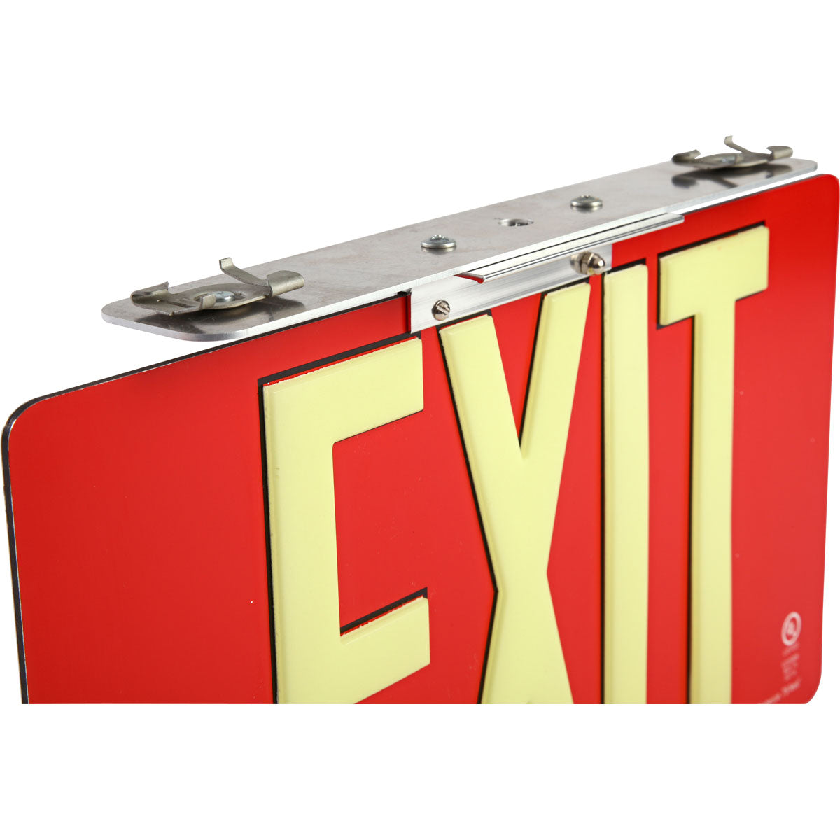 BRADYGLO EXIT UL SIGN 50' SNGL TBAR RED