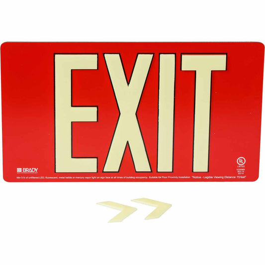 BRADYGLO EXIT UL SGN 50' WALL MOUNT RED