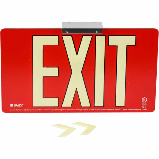 BRADYGLO EXIT UL SGN 75' SNGL BRCKT RED