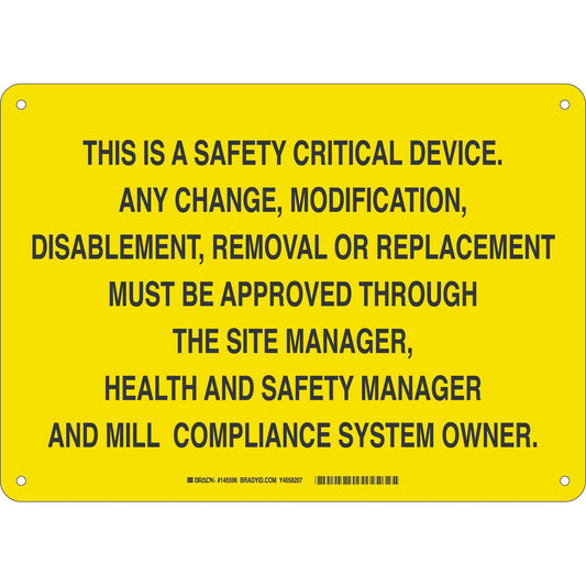 B555,BLK/YEL,9X12,SAFETY CRITICAL DEVICE