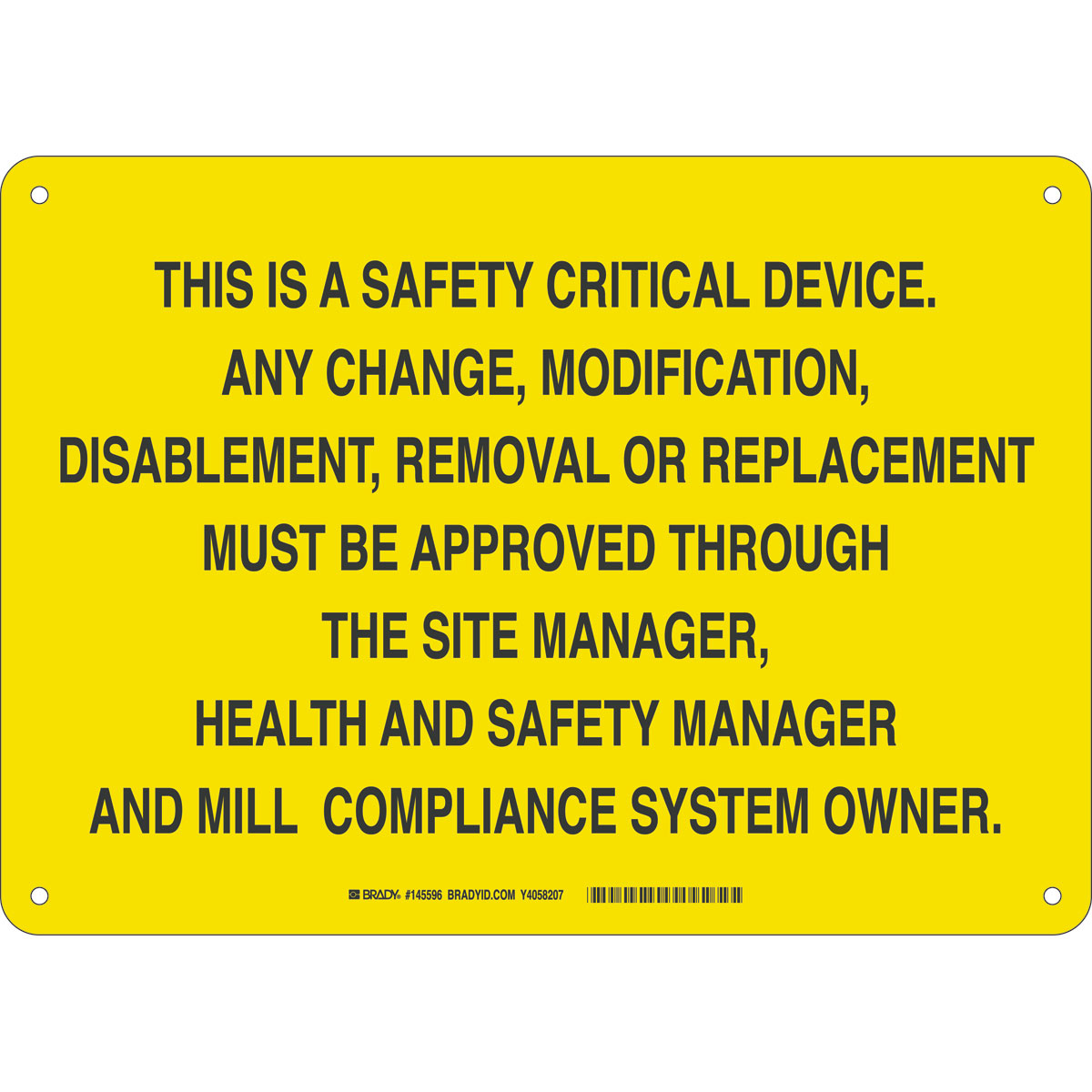 B401,BLK/YEL,9X12,SAFETY CRITICAL DEVICE