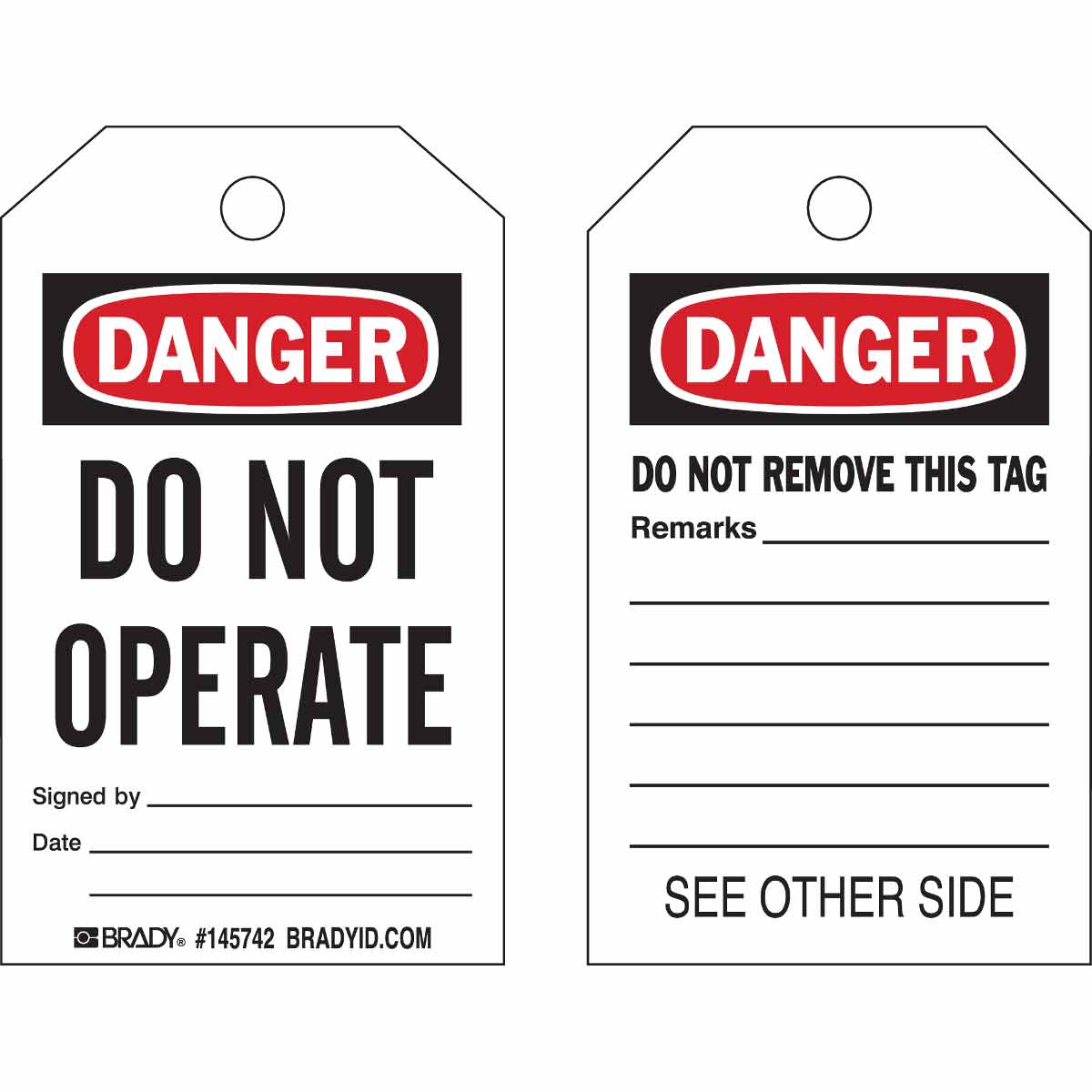 B869 LO TAG DANGER DO NOT OPERATE 10/PK