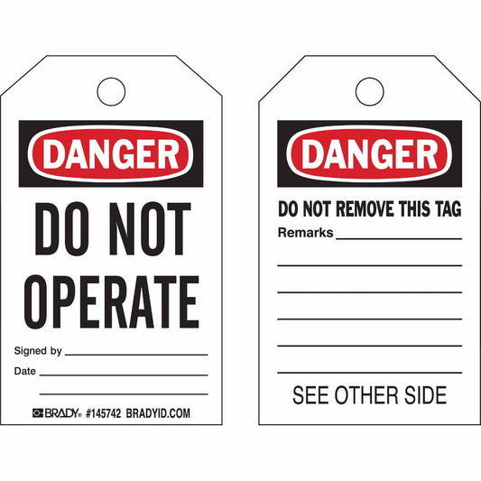 B869 LO TAG DANGER DO NOT OPERATE 10/PK