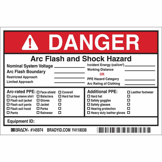 B7569 4X6 NFPA 70E 2015 - DANGER LABEL