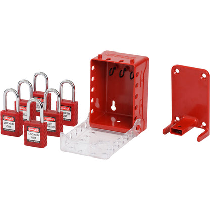 COMPACT LOCK BOX+6 RED KEYED-ALIKE LOCKS