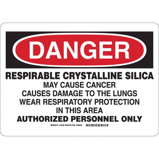 B401 7X10 BLK,RED/WHT DANGER SILICA