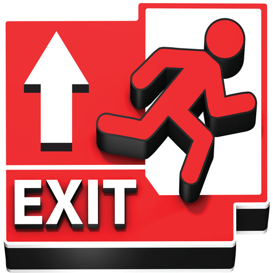 EXIT UP Flr Sign Vinyl 17" Dia RD/WH