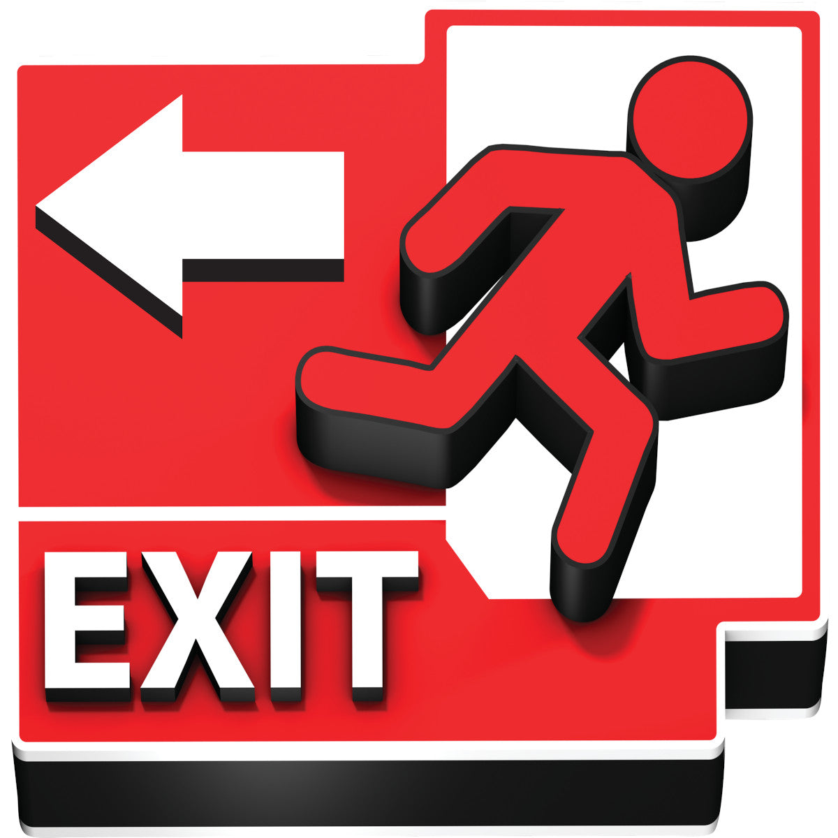 EXIT LEFT Flr Sign Vinyl 17" Dia RD/WH