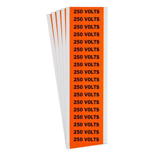 Label STYLE C BK on OR 250 VOLTS 5/PK