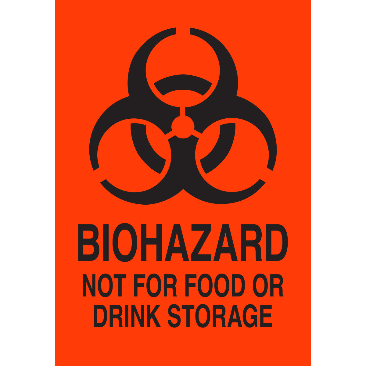 Lbls BIOHAZARD NOT FOOD DRINK 5x3.5 20PK