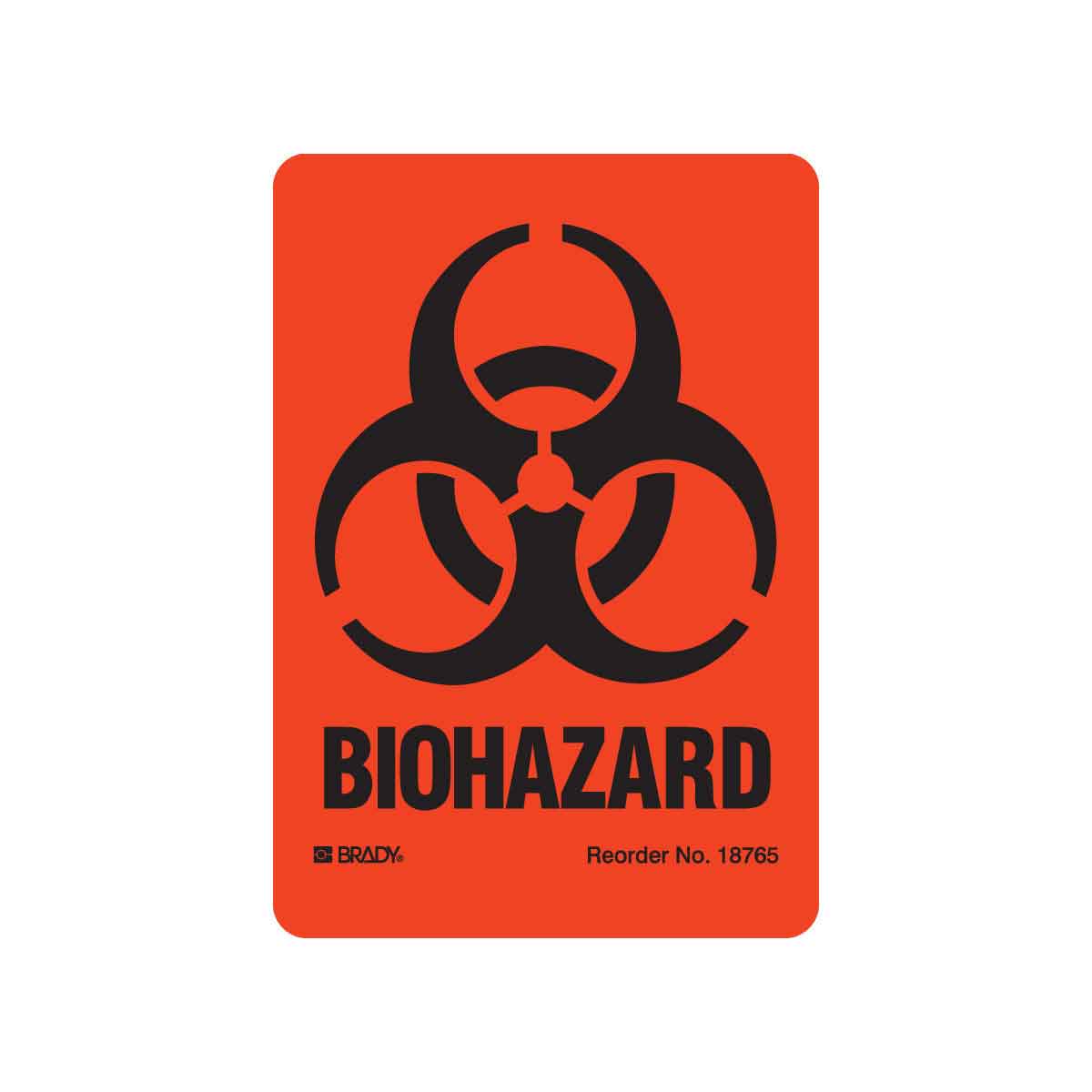 B-485 2.875X2 25/PK BLK/ORG BIOHAZARD