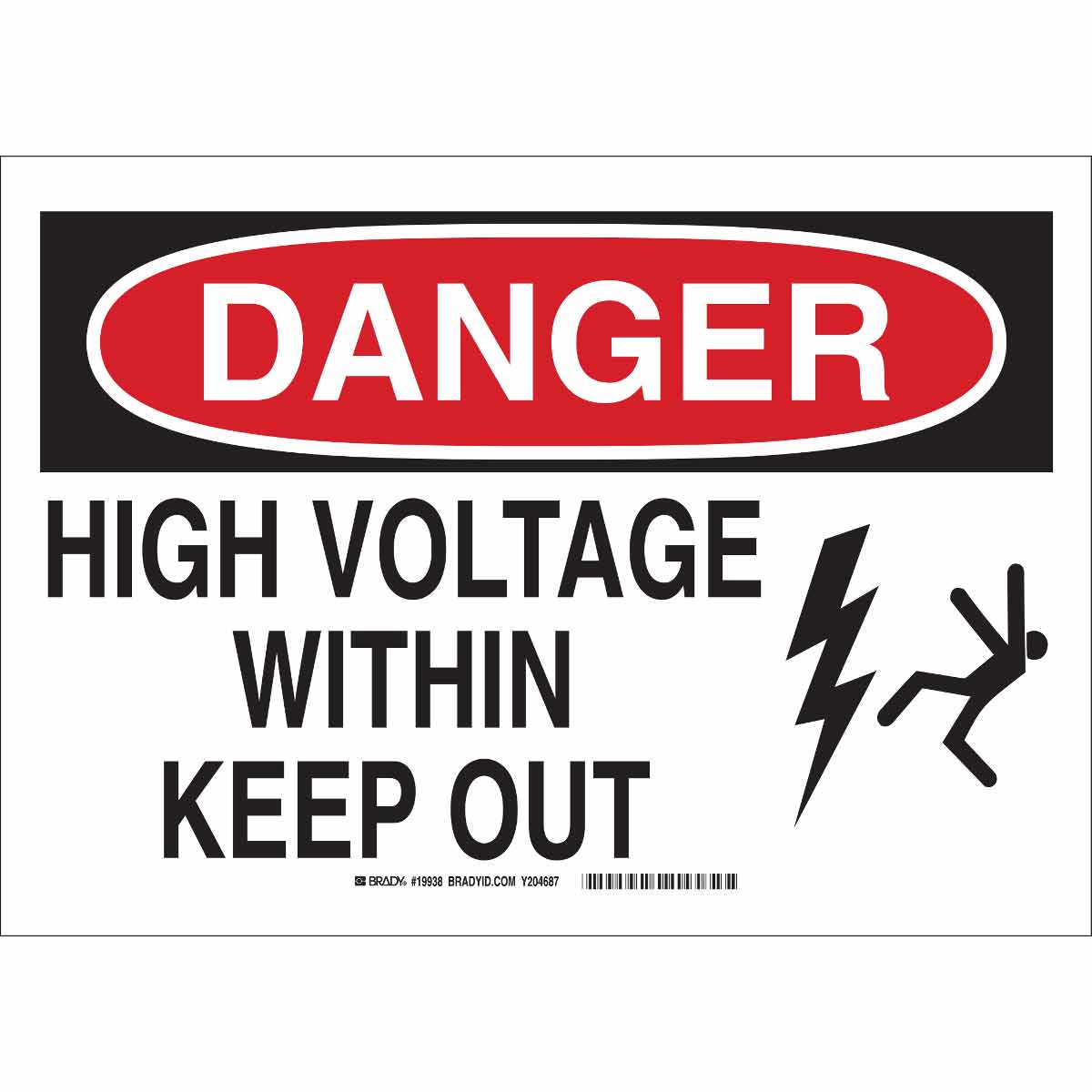 B120,7X10,BLK,RED/WHT,HIGH VOLTAGE WITHI