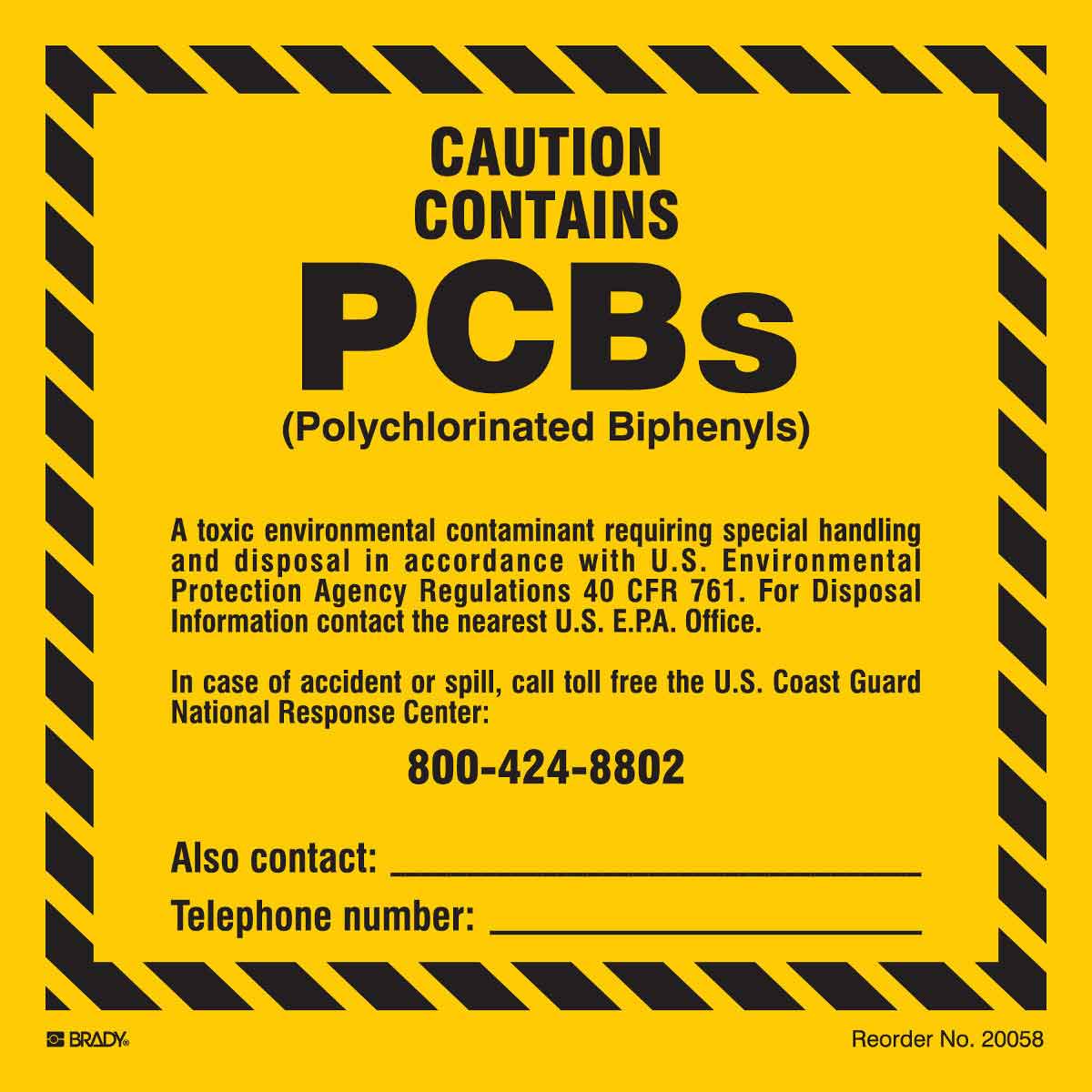 B-851 6X6 BLK/YEL 10/PK CHEMICAL LABEL