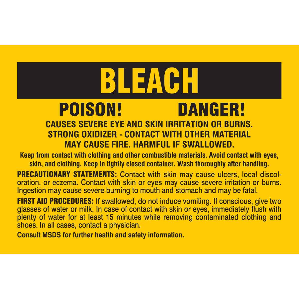 B-302 7X10 25/PK BLEACH POISON DANGER