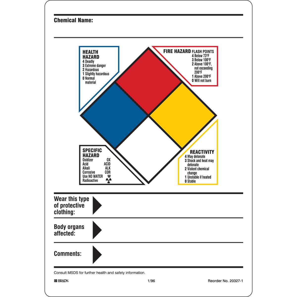 B-235 10X7 100/PK HAZARD DATA LABEL