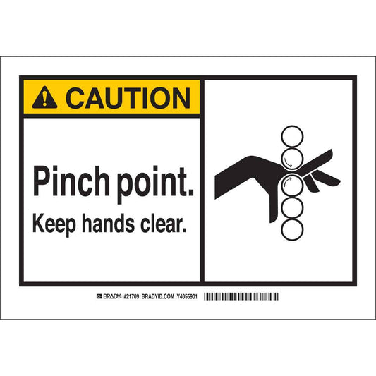 B555 10X14 ANSI BLK,YEL/WHT PINCH POINT
