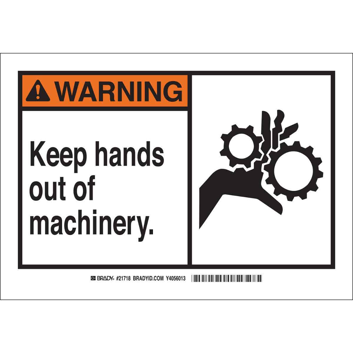 B120 7X10 ANSI BLK,ORN/WHT KEEP HANDS